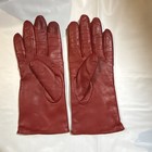 Alexandra Bartlett Xl Red Burgundy Leather Gloves Womens Button Detail Vintage