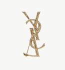 Saint Laurent Casandre Crocodile Brooch In Metal Gold And Black