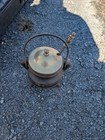 Vintage Heavy Cast Iron Fire Starter smudge Pot With Brass Accents   Pumice Wand