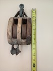 Antique Wooden Double Block Pulley Hook Nautical Barn Rustic Ship Decor