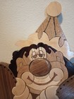 Vintage Signed 1985 Hand Crafted 3d  Wooden Clown Art Mcm 17 X 13  Wall Hanging 