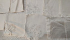 Vintage Lot 21 White Hankies Hand Machine Embroidery Lace Battenburg Scallop