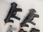 Assorted Toy Guns Lot 9 Pc Black Plastic Orange Tip Pistols Smg Play Kids