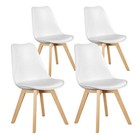 Set Of 4 Dining Chairs  Leather Cushion With Wooden Legs  Kitchen Chair