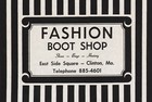 Vintage Sign Fashion Boot Shop Shoes Bags Hosiery Clinton Missouri Unused N-mint
