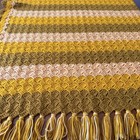 1970s Afghan Crochet Couch Bed Throw Blanket Orange Brown Mcm Boho Fringe 62x42