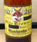 1930s Olde Browne Fox Head Beer 12 Oz  Bottle W  Labels Mind Bending Shape 
