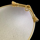 Vintage Mirrored Vanity Tray Brass Rope   Tassels Large Oval Mirror 14 5    Read