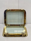 Original Ship Salvage Vintage Brass Nautical Square Window Porthole With 2 Dogs