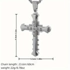 1pcs Man Alloy Cross Pendant Necklace Inlaid With Zircon Jewelry