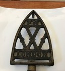 Antique Victorian F W London Sad Cast Iron Trivet Wood Handle 9-3 4 In