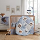 - Forest Friends Crib Bed Set - Baby Nursery Set - Gingham - Blue And White -   
