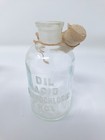 Lot Of 7 Antique Embossed Clear Glass Apothecary Chemist Lab Acid Bottles Nos