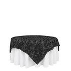 72x72  Black Satin Raised Roses Table Overlays Unique Wedding Party Toppers