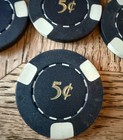 10 Vintage Clay Poker Chips Marked Rc 5 Cent Card Casino