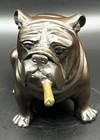 Vintage Bronze Bulldog Sculpture With Brass Cigar 6  Exceptional 