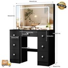 Large Vanity Set Makeup Dressing Table With Mirror   Led Light And 7 Drawers