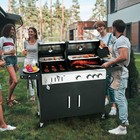 Dual Fuel Bbq Grill Propane Gas   Charcoal Grill With Side Burner Outdoor Black