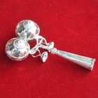 925 Sterling Silver Infant Baby Rattle Whistle Bells Toy New Born Baby Gift