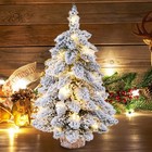 Prelit Tabletop Christmas Tree 18 Inch Snow Flocked Artificial Christmas Tree   