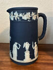 Late 1800s Wedgwood Blue Jasperware Antique Jug Pitcher  England - 6 5 