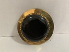 Vintage Modernist Brass Belt Buckle Solid Round Brass Black Center Stone