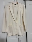 J crew Women   s M Ivory Solid Knit Button Blazer Jacket Collared Pockets