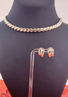 Vintage 1980s Italian San Marco Macaroni Link Necklace   Earrings Jewelry Set