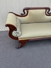 67695 Elegant Empire Loveseat With Striped Upholstery And Mahogany Frame