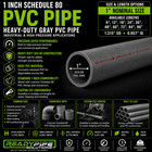 1  Schedule 80 Pvc Pipe   Gray   Custom Cut Lengths 12 -108    Pressure Rated