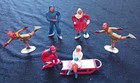 Vintage Barclay Christmas Ice Skating Lead Figures   Seated Figures Lot X 7