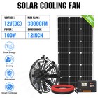 3000cfm Dc Solar Exhaust Vent Fan With 100w Solar Panel  controller Greenhouse