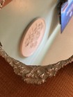Vintage Silver Ornate Daisies Mirror Vanity Tray Dresser Display Perfume 17 5x11