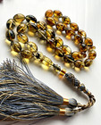 Natural Baltic Amber 46g Islamic Prayer Rosary 33 Olive Beads Tesbih Misbaha