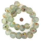 Super Jumbo Rainbow Speckled Aqua Recycled Glass Beads 32mm Ghana African Round