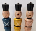 3 Antique Painted Wood Toy Figure  Toy Soldier Or Marching Band   Peg Toy