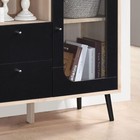 Kings Brand Furniture Sideboard Storage Cabinet  Accent Buffet Table  Oak black