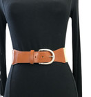 Women s Belt Beige Cognac Small-medium Woven Cinch Stretch Wide Dress Casual