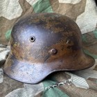 Original Wwii German Army M40 Tropical Camouflage Dak Helmet Et62 Ww2 Camo Rare