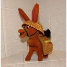 Vintage Fuzzy Flocked Donkey Carrying Salt   Pepper Shakers Puerto Rico Souvenir