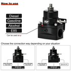 Fuel Pressure Regulator An8 Feed   An6 Return Line   0-160psi Gauge Dark Black