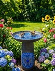 21 5in Ceramic Bird Bath For Outdoor Garden Heavy Duty  Blue