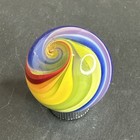 Contemporary Handmade Art Glass Marble 1 13  Color Swirl Blue Dichroic Discount 