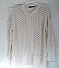 Vintage Isle Woman s Open Knit Pattern Long Cardigan Off White Uk Size 18-20  Vg