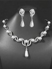 3 Pieces Sliv Plated Pearl Necklace Earrings Set Jewelry Set Wedding Jewelry Set
