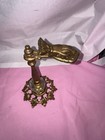 Vintage Mcm Victorian Style Brass Hand Letter Holder Cut Glass 7   