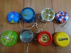 Lot Of 8 Vintage And Current Yoyos  Duncan  Unbranded  Advertising With Strings