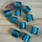10  Teal Flat  Square    Glass Lamp Work 12mm Beads- Diy Jewelry Making