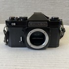 Vtg Chinon Cs 35mm Film Camera Body Black No Lens W  Case   Strap Read Info