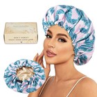 Double Layer Waterproof Shower Cap Satin Lined Adjustable Reusable Shower Hat Us
